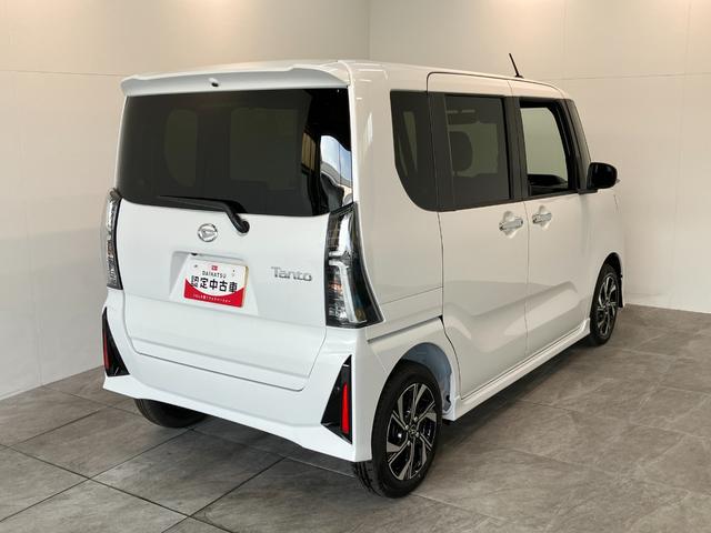 タントカスタムＸ　届出済未使用車　両側電動スライドドア追突被害軽減ブレーキ　スマアシ　コーナーセンサー　ＬＥＤ　スマートキー　両側電動スライドドア　前席シートヒーター　オートエアコン　ナビ取付時用バックカメラ（滋賀県）の中古車