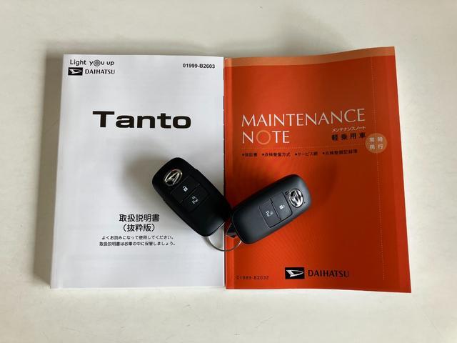 タントＸ　届出済未使用車　左側電動スライドドア　ＬＥＤヘッドライト衝突被害軽減ブレーキ　コーナーセンサー　バックカメラ（ナビ装着時用）　前席シートヒーター　電動パーキングブレーキ　　電動格納ミラー　オートライト　オートエアコン　スマートキー　エコアイドル（滋賀県）の中古車