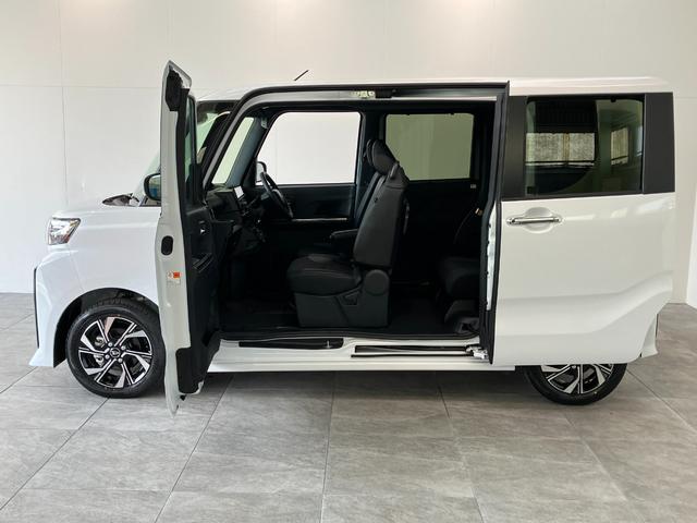 タントカスタムＸ　届出済未使用車　９型ディスプレイオーディオ追突被害軽減ブレーキ　コーナーセンサー　ＬＥＤヘッド　スマートキー　両側電動スライドドア　前席シートヒーター　オートエアコン　　フルセグ　Ｂｌｕｅｔｏｏｔｈ　ＵＳＢ　バックカメラ　エコアイドル（滋賀県）の中古車