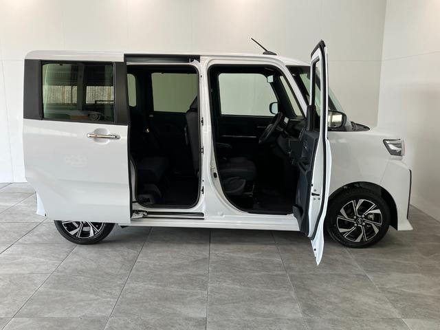 タントカスタムＸ　届出済未使用車　９型ディスプレイオーディオ追突被害軽減ブレーキ　コーナーセンサー　ＬＥＤヘッド　スマートキー　両側電動スライドドア　前席シートヒーター　オートエアコン　　フルセグ　Ｂｌｕｅｔｏｏｔｈ　ＵＳＢ　バックカメラ　エコアイドル（滋賀県）の中古車