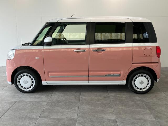 ムーヴキャンバスストライプスＧ　両側電動スライドドア　届出済未使用車追突被害軽減ブレーキ　スマアシ　コーナーセンサー　ＬＥＤ　スマートキー　両側電動スライドドア　前席シートヒーター　ナビ取付時用バックカメラ　オートエアコン　エコアイドル（滋賀県）の中古車