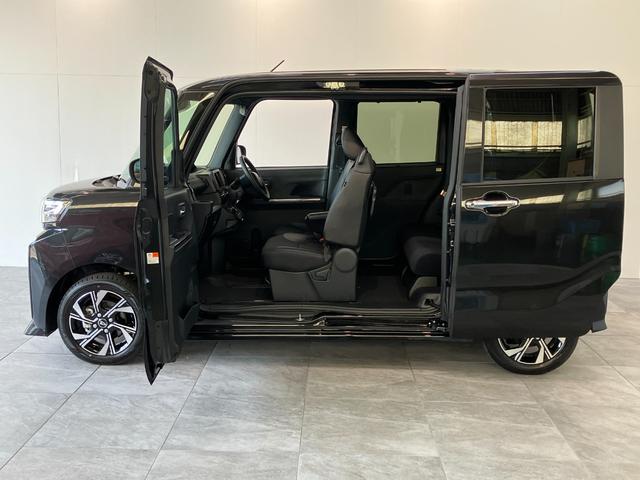 タントカスタムＸ　両側電動スライドドア　ＬＥＤ　届出済未使用車衝突被害軽減ブレーキ　コーナーセンサー　バックカメラ（ナビ装着時用）　両側電動スライドドア　前席シートヒーター　電動パーキングブレーキ　ＬＥＤ　オートライト　オートエアコン　スマートキー　エコアイドル（滋賀県）の中古車