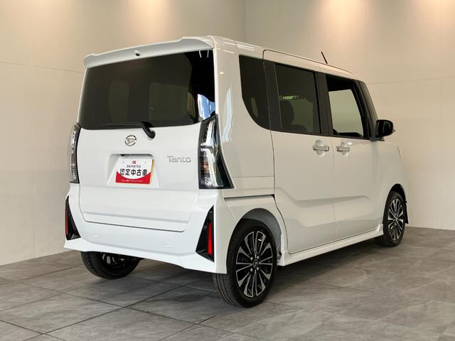 タントカスタムＲＳ　ターボ　両側電動スライドドア　届出済未使用車衝突被害軽減ブレーキ　スマアシ　コーナーセンサー　ターボ　ＬＥＤ　スマートキー　両側電動スライドドア　前席シートヒーター　オートエアコン　ナビ取付時用バックカメラ　オートライト　エコアイドル（滋賀県）の中古車