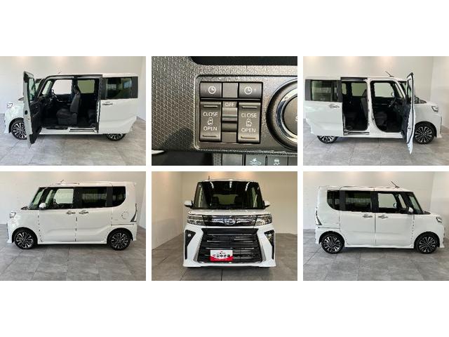 タントカスタムＲＳ　ターボ　両側電動スライドドア　届出済未使用車衝突被害軽減ブレーキ　スマアシ　コーナーセンサー　ターボ　ＬＥＤ　スマートキー　両側電動スライドドア　前席シートヒーター　オートエアコン　ナビ取付時用バックカメラ　オートライト　エコアイドル（滋賀県）の中古車