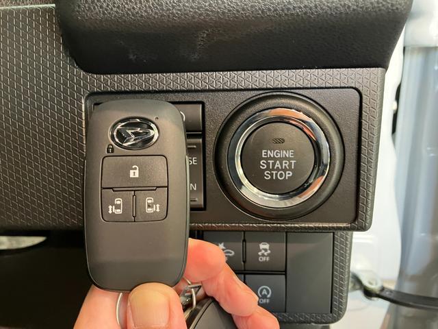 タントカスタムＲＳ　ターボ　両側電動スライドドア　届出済未使用車衝突被害軽減ブレーキ　スマアシ　コーナーセンサー　ターボ　ＬＥＤ　スマートキー　両側電動スライドドア　前席シートヒーター　オートエアコン　ナビ取付時用バックカメラ　オートライト　エコアイドル（滋賀県）の中古車