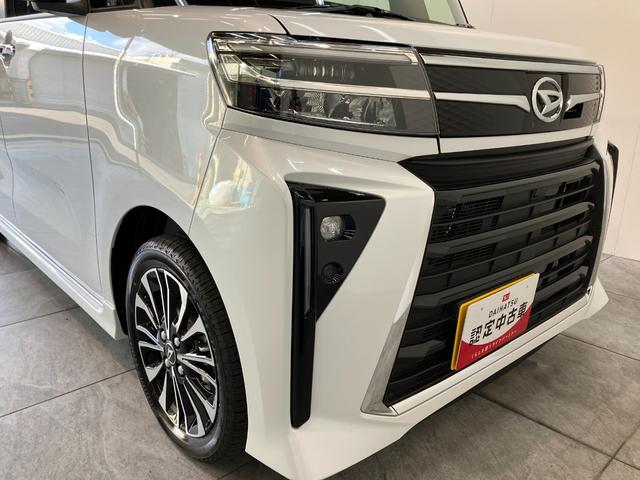 タントカスタムＲＳ　ターボ　両側電動スライドドア　届出済未使用車衝突被害軽減ブレーキ　スマアシ　コーナーセンサー　ターボ　ＬＥＤ　スマートキー　両側電動スライドドア　前席シートヒーター　オートエアコン　ナビ取付時用バックカメラ　オートライト　エコアイドル（滋賀県）の中古車
