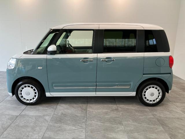 ムーヴキャンバスストライプスＧ　届出済未使用車　両側電動スライドドア衝突被害軽減ブレーキ　スマアシ　コーナーセンサー　ＬＥＤ　スマートキー　両側電動スライドドア　前席シートヒーター　オートエアコン　ナビ取付時用バックカメラ　オートライト（滋賀県）の中古車