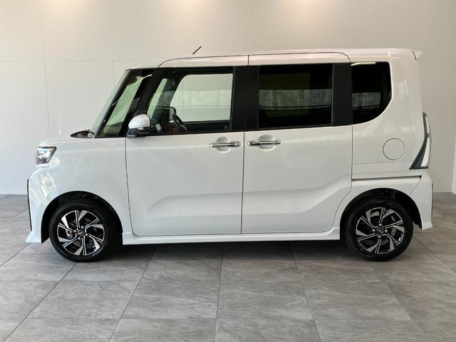 タントカスタムＸ　９型ディスプレイオーディオ　届出済未使用車衝突被害軽減ブレーキ　コーナーセンサー　９インチディスプレイオーディオ　フルセグ　Ｂｌｕｅｔｏｏｔｈ　ＵＳＢ　バックカメラ　両側電動スライドドア　前席シートヒーター　ＬＥＤ　オートエアコン（滋賀県）の中古車