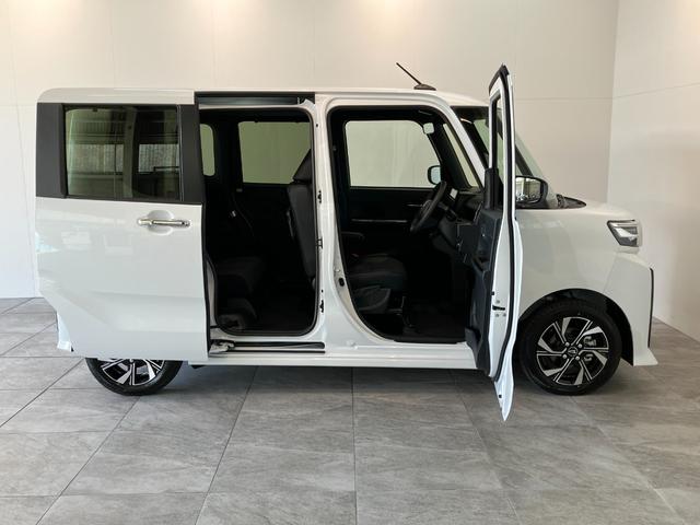 タントカスタムＸ　９型ディスプレイオーディオ　届出済未使用車衝突被害軽減ブレーキ　コーナーセンサー　９インチディスプレイオーディオ　フルセグ　Ｂｌｕｅｔｏｏｔｈ　ＵＳＢ　バックカメラ　両側電動スライドドア　前席シートヒーター　ＬＥＤ　オートエアコン（滋賀県）の中古車