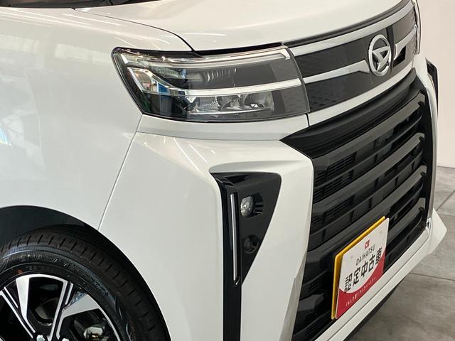タントカスタムＸ　９型ディスプレイオーディオ　届出済未使用車衝突被害軽減ブレーキ　コーナーセンサー　９インチディスプレイオーディオ　フルセグ　Ｂｌｕｅｔｏｏｔｈ　ＵＳＢ　バックカメラ　両側電動スライドドア　前席シートヒーター　ＬＥＤ　オートエアコン（滋賀県）の中古車