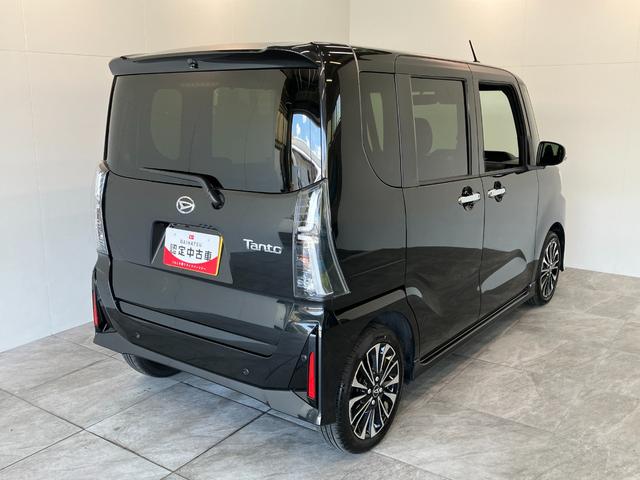 タントカスタムＲＳ　ターボ　両側電動スライドドア　スマートキー衝突被害軽減ブレーキ　コーナーセンサー　ターボ　バックカメラ（ナビ装着時用）　両側電動スライドドア　前席シートヒーター　電動パーキングブレーキ　ＬＥＤ　オートライト　オートエアコン　エコアイドル（滋賀県）の中古車
