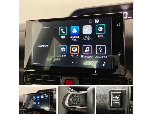 タントカスタムＲＳ　ターボ　９インチディスプレイオーディオ　ＬＥＤ衝突被害軽減ブレーキ　コーナーセンサー　ターボ　９インチディスプレイオーディオ　フルセグ　Ｂｌｕｅｔｏｏｔｈ　バックカメラ　両側電動スライドドア　前席シートヒーター　ＬＥＤ　スマートキー　エコアイドル（滋賀県）の中古車