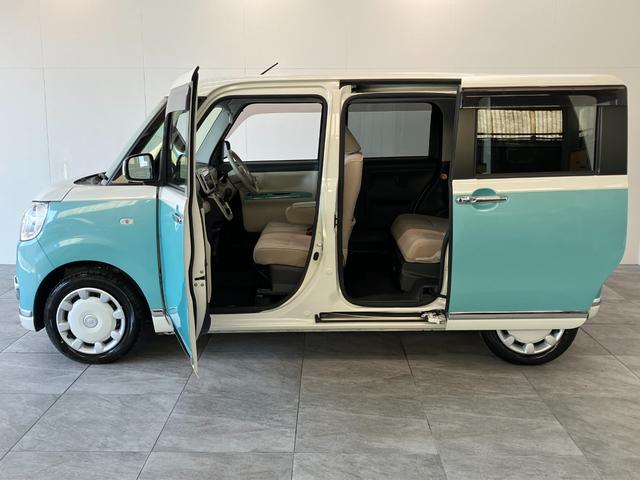 ムーヴキャンバスＧメイクアップＳＡ２　８型ナビ　パノラマカメラ　車検整備付衝突被害軽減ブレーキ　８インチフルセグナビ　Ｂｌｕｅｔｏｏｔｈ　ＵＳＢ　ＤＶＤ　パノラマカメラ　ドラレコ　両側電動スライドドア　ＬＥＤ　オートライト　オートエアコン　スマートキー　エコアイドル（滋賀県）の中古車