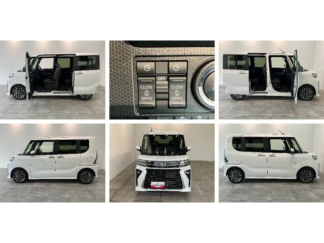 タントカスタムＲＳ　ターボ　両側電動スライドドア　届出済未使用車衝突被害軽減ブレーキ　コーナーセンサー　バックカメラ（ナビ装着時用）　両側電動スライドドア　前席シートヒーター　電動パーキングブレーキ　ＬＥＤ　オートライト　オートエアコン　スマートキー　エコアイドル（滋賀県）の中古車