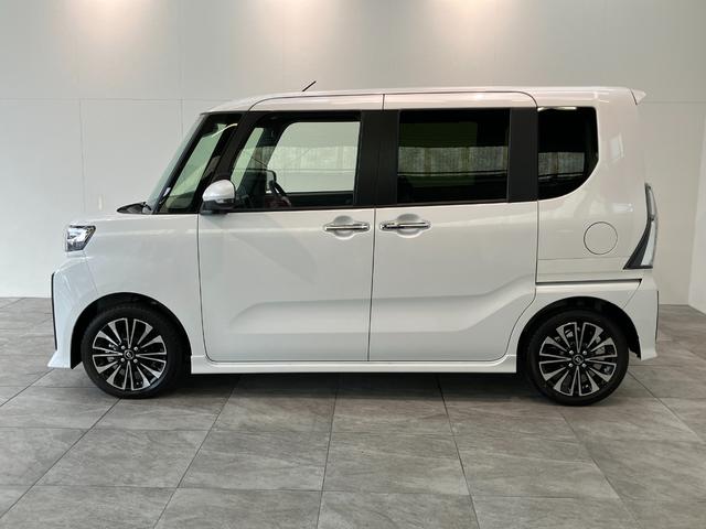 タントカスタムＲＳ　ターボ　両側電動スライドドア　届出済未使用車衝突被害軽減ブレーキ　コーナーセンサー　バックカメラ（ナビ装着時用）　両側電動スライドドア　前席シートヒーター　電動パーキングブレーキ　ＬＥＤ　オートライト　オートエアコン　スマートキー　エコアイドル（滋賀県）の中古車