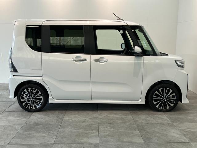 タントカスタムＲＳ　ターボ　両側電動スライドドア　届出済未使用車衝突被害軽減ブレーキ　コーナーセンサー　バックカメラ（ナビ装着時用）　両側電動スライドドア　前席シートヒーター　電動パーキングブレーキ　ＬＥＤ　オートライト　オートエアコン　スマートキー　エコアイドル（滋賀県）の中古車