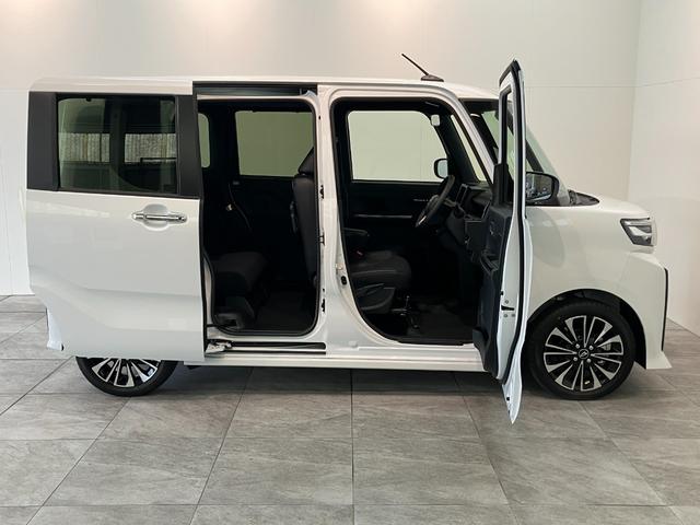 タントカスタムＲＳ　ターボ　両側電動スライドドア　届出済未使用車衝突被害軽減ブレーキ　コーナーセンサー　バックカメラ（ナビ装着時用）　両側電動スライドドア　前席シートヒーター　電動パーキングブレーキ　ＬＥＤ　オートライト　オートエアコン　スマートキー　エコアイドル（滋賀県）の中古車
