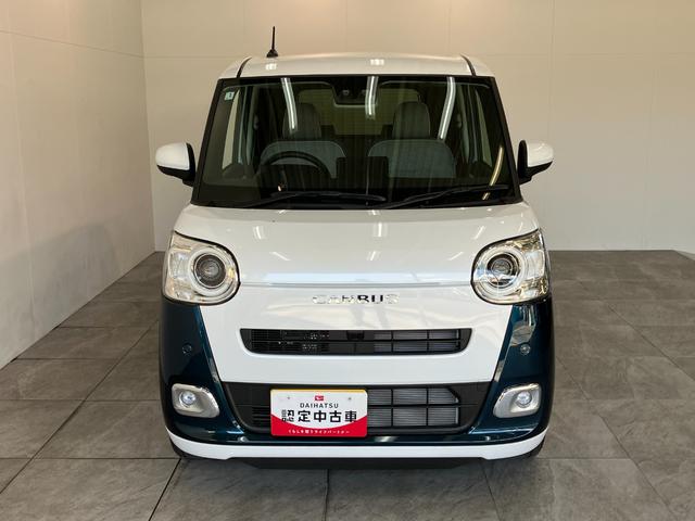 ムーヴキャンバスストライプスＧ　両側電動スライドドア　届出済未使用車衝突被害軽減ブレーキ　コーナーセンサー　バックカメラ（ナビ装着時用）　両側電動スライドドア　前席シートヒーター　電動パーキングブレーキ　ＬＥＤ　オートライト　オートエアコン　スマートキー　エコアイドル（滋賀県）の中古車