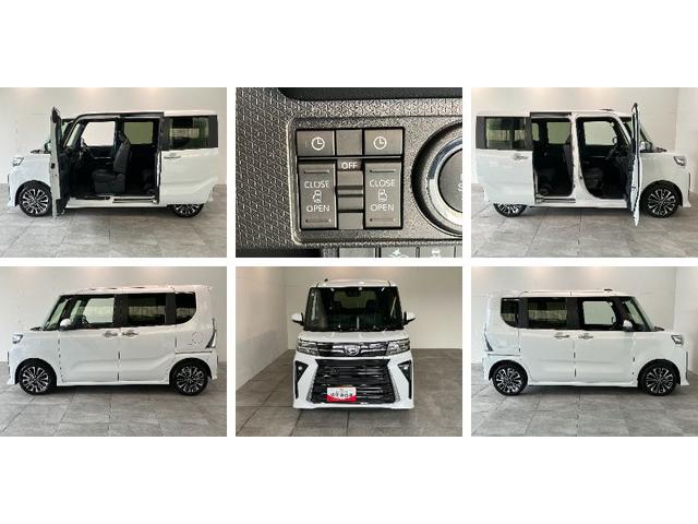 タントカスタムＲＳ　ターボ　両側電動スライドドア　届出済未使用車衝突被害軽減ブレーキ　コーナーセンサー　ターボ　バックカメラ（ナビ装着時用）　両側電動スライドドア　前席シートヒーター　電動パーキングブレーキ　ＬＥＤ　オートエアコン　スマートキー　エコアイドル（滋賀県）の中古車