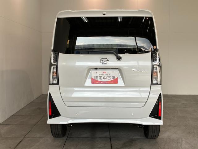 タントカスタムＲＳ　ターボ　両側電動スライドドア　届出済未使用車衝突被害軽減ブレーキ　コーナーセンサー　ターボ　バックカメラ（ナビ装着時用）　両側電動スライドドア　前席シートヒーター　電動パーキングブレーキ　ＬＥＤ　オートエアコン　スマートキー　エコアイドル（滋賀県）の中古車