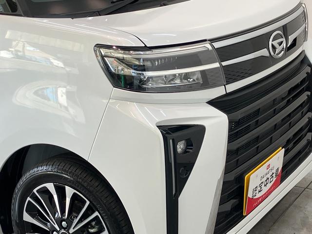 タントカスタムＲＳ　ターボ　両側電動スライドドア　届出済未使用車衝突被害軽減ブレーキ　コーナーセンサー　ターボ　バックカメラ（ナビ装着時用）　両側電動スライドドア　前席シートヒーター　電動パーキングブレーキ　ＬＥＤ　オートエアコン　スマートキー　エコアイドル（滋賀県）の中古車