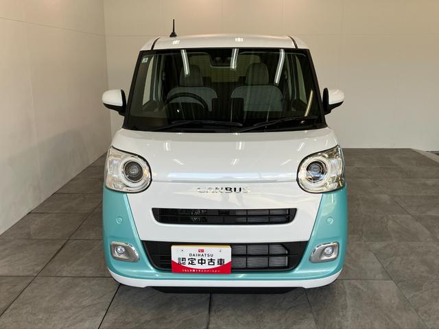 ムーヴキャンバスストライプスＧ　両側電動スライドドア　届出済未使用車衝突被害軽減ブレーキ　コーナーセンサー　バックカメラ（ナビ装着時用）　両側電動スライドドア　前席シートヒーター　電動パーキングブレーキ　ＬＥＤ　オートライト　オートエアコン　スマートキー　エコアイドル（滋賀県）の中古車