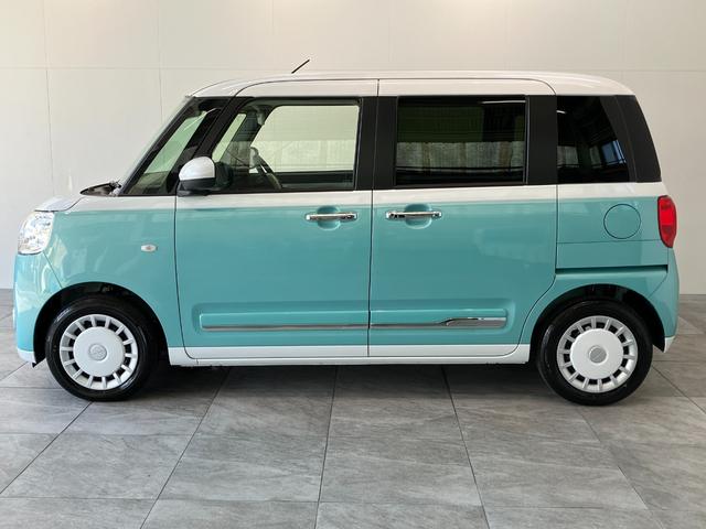 ムーヴキャンバスストライプスＧ　両側電動スライドドア　届出済未使用車衝突被害軽減ブレーキ　コーナーセンサー　バックカメラ（ナビ装着時用）　両側電動スライドドア　前席シートヒーター　電動パーキングブレーキ　ＬＥＤ　オートライト　オートエアコン　スマートキー　エコアイドル（滋賀県）の中古車