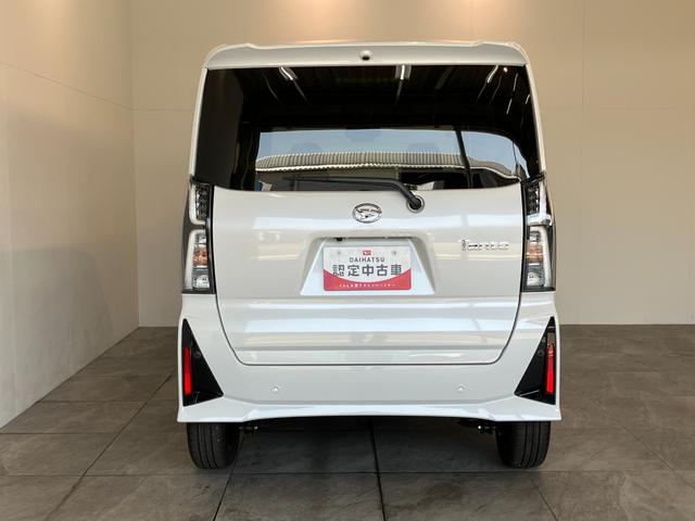 タントカスタムＲＳ　ターボ　前席シートヒーター　届出済未使用車衝突被害軽減ブレーキ　コーナーセンサー　ターボ　バックカメラ（ナビ装着時用）　両側電動スライドドア　前席シートヒーター　電動パーキング　ＬＥＤ　オートライト　オートエアコン　スマートキー　エコアイドル（滋賀県）の中古車