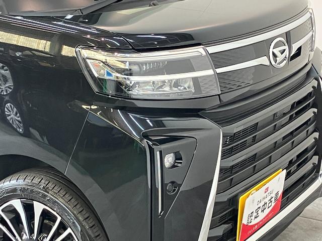 タントカスタムＲＳ　ターボ　両側電動スライドドア　届出済未使用車衝突被害軽減ブレーキ　コーナーセンサー　ターボ　バックカメラ（ナビ装着時用）　両側電動スライドドア　前席シートヒーター　電動パーキングブレーキ　ＬＥＤ　オートライト　スマートキー　エコアイドル（滋賀県）の中古車