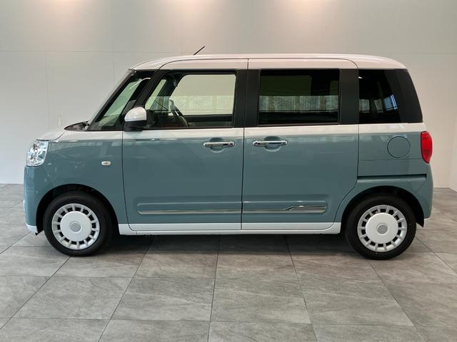 ムーヴキャンバスストライプスＧ　両側電動スライドドア　ＬＥＤ　届出済未使用車衝突被害軽減ブレーキ　コーナーセンサー　バックカメラ（ナビ装着時用）　両側電動スライドドア　前席シートヒーター　電動パーキングブレーキ　ＬＥＤ　オートライト　オートエアコン　スマートキー　エコアイドル（滋賀県）の中古車