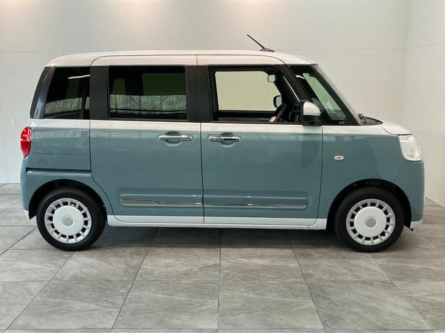 ムーヴキャンバスストライプスＧ　両側電動スライドドア　ＬＥＤ　届出済未使用車衝突被害軽減ブレーキ　コーナーセンサー　バックカメラ（ナビ装着時用）　両側電動スライドドア　前席シートヒーター　電動パーキングブレーキ　ＬＥＤ　オートライト　オートエアコン　スマートキー　エコアイドル（滋賀県）の中古車