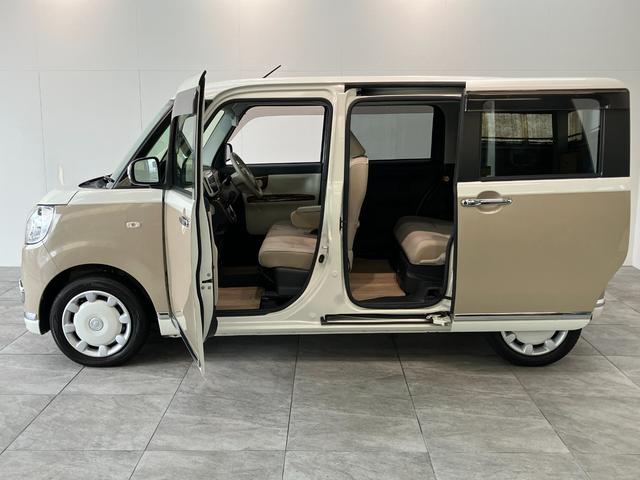 ムーヴキャンバスＧメイクアップＳＡ２　８型ナビ　パノラマカメラ　車検整備付衝突被害軽減ブレーキ　８インチフルセグナビ　パノラマカメラ　ＥＴＣ　ＤＶＤ　Ｂｌｕｅｔｏｏｔｈ　ＵＳＢ　両側電動スライドドア　ＬＥＤ　オートライト　オートエアコン　スマートキー　エコアイドル（滋賀県）の中古車