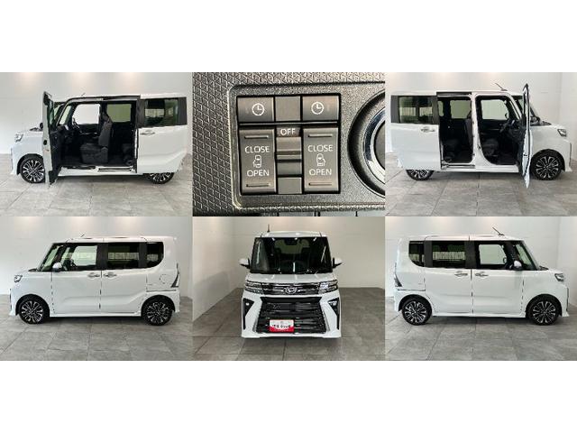 タントカスタムＲＳ　１０型ナビ　前後ドラレコ　届出済未使用車衝突被害軽減ブレーキ　コーナーセンサー　ターボ　１０型フルセグナビ　Ｂｌｕｅｔｏｏｔｈ　ＤＶＤ再生　ＵＳＢ　バックカメラ　前後ドラレコ　両側電動スライドドア　前席シートヒーター　ＬＥＤ　スマートキー（滋賀県）の中古車