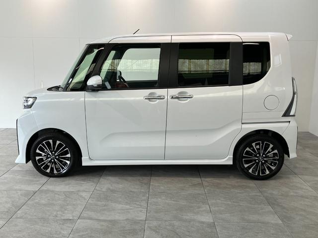 タントカスタムＲＳ　１０型ナビ　前後ドラレコ　届出済未使用車衝突被害軽減ブレーキ　コーナーセンサー　ターボ　１０型フルセグナビ　Ｂｌｕｅｔｏｏｔｈ　ＤＶＤ再生　ＵＳＢ　バックカメラ　前後ドラレコ　両側電動スライドドア　前席シートヒーター　ＬＥＤ　スマートキー（滋賀県）の中古車