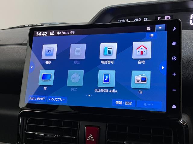 タントカスタムＲＳ　１０型ナビ　前後ドラレコ　届出済未使用車衝突被害軽減ブレーキ　コーナーセンサー　ターボ　１０型フルセグナビ　Ｂｌｕｅｔｏｏｔｈ　ＤＶＤ再生　ＵＳＢ　バックカメラ　前後ドラレコ　両側電動スライドドア　前席シートヒーター　ＬＥＤ　スマートキー（滋賀県）の中古車