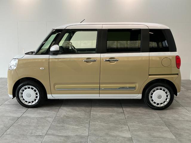 ムーヴキャンバスストライプスＧ　両側電動スライドドア　ＬＥＤ　届出済未使用車衝突被害軽減ブレーキ　コーナーセンサー　バックカメラ（ナビ装着時用）　両側電動スライドドア　前席シートヒーター　電動パーキングブレーキ　ＬＥＤ　オートライト　オートエアコン　スマートキー　エコアイドル（滋賀県）の中古車
