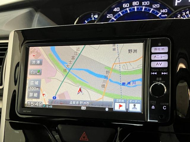 タントカスタムＸスマートセレクションＳＡ　フルセグナビ　車検整備付衝突被害軽減ブレーキ　スマアシ１　フルセグナビ　バックカメラ　ＤＶＤ再生　Ｂｌｕｅｔｏｏｔｈ　ＵＳＢ　左側電動スライドドア　スマートキー　オートエアコン　ＬＥＤヘッドライト　オートライト（滋賀県）の中古車