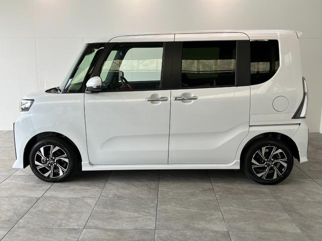 タントカスタムＸ　両側電動スライドドア　ＬＥＤ　届出済未使用車衝突被害軽減ブレーキ　コーナーセンサー　バックカメラ（ナビ装着時用）　両側電動スライドドア　前席シートヒーター　電動パーキングブレーキ　ＬＥＤ　オートライト　オートエアコン　スマートキー　エコアイドル（滋賀県）の中古車