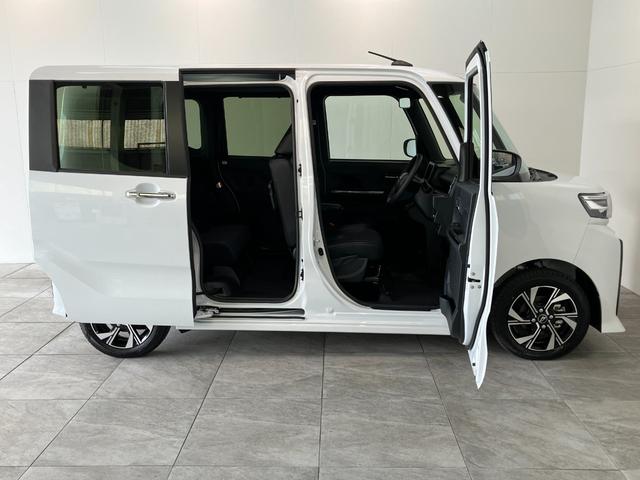タントカスタムＸ　両側電動スライドドア　ＬＥＤ　届出済未使用車衝突被害軽減ブレーキ　コーナーセンサー　バックカメラ（ナビ装着時用）　両側電動スライドドア　前席シートヒーター　電動パーキングブレーキ　ＬＥＤ　オートライト　オートエアコン　スマートキー　エコアイドル（滋賀県）の中古車