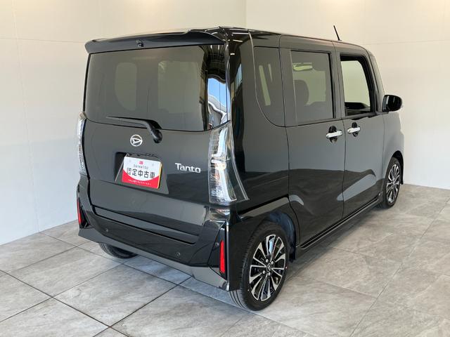 タントカスタムＲＳ　ターボ　両側電動スライドドア　届出済未使用車衝突被害軽減ブレーキ　コーナーセンサー　ターボ　バックカメラ（ナビ装着時用）　両側電動スライドドア　前席シートヒーター　電動パーキングブレーキ　ＬＥＤ　オートライト　オートエアコン　スマートキー（滋賀県）の中古車