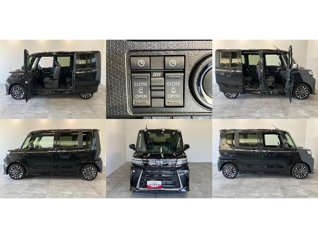 タントカスタムＲＳ　ターボ　両側電動スライドドア　届出済未使用車衝突被害軽減ブレーキ　コーナーセンサー　ターボ　バックカメラ（ナビ装着時用）　両側電動スライドドア　前席シートヒーター　電動パーキングブレーキ　ＬＥＤ　オートライト　オートエアコン　スマートキー（滋賀県）の中古車