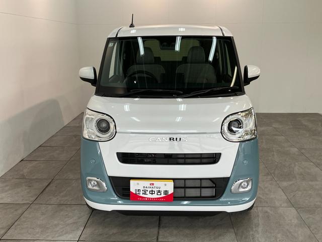 ムーヴキャンバスストライプスＧ　両側電動スライドドア　ＬＥＤ　届出済未使用車衝突被害軽減ブレーキ　コーナーセンサー　バックカメラ（ナビ装着時用）　両側電動スライドドア　前席シートヒーター　電動パーキングブレーキ　ＬＥＤ　オートライト　オートエアコン　スマートキー　エコアイドル（滋賀県）の中古車