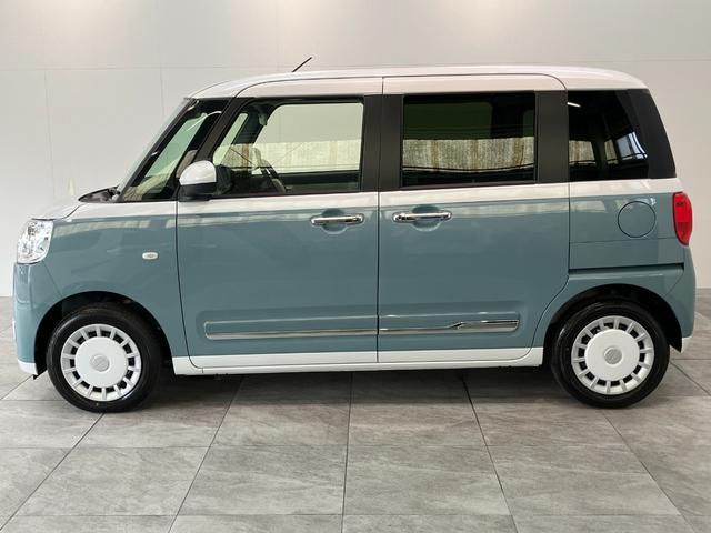 ムーヴキャンバスストライプスＧ　両側電動スライドドア　ＬＥＤ　届出済未使用車衝突被害軽減ブレーキ　コーナーセンサー　バックカメラ（ナビ装着時用）　両側電動スライドドア　前席シートヒーター　電動パーキングブレーキ　ＬＥＤ　オートライト　オートエアコン　スマートキー　エコアイドル（滋賀県）の中古車