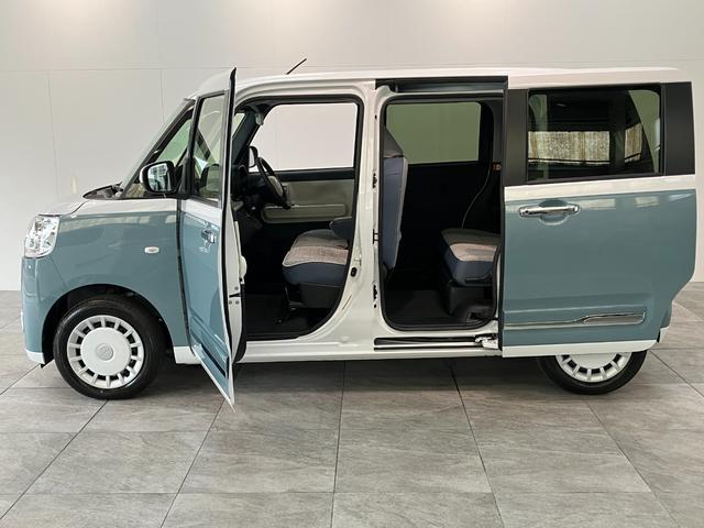 ムーヴキャンバスストライプスＧ　両側電動スライドドア　ＬＥＤ　届出済未使用車衝突被害軽減ブレーキ　コーナーセンサー　バックカメラ（ナビ装着時用）　両側電動スライドドア　前席シートヒーター　電動パーキングブレーキ　ＬＥＤ　オートライト　オートエアコン　スマートキー　エコアイドル（滋賀県）の中古車