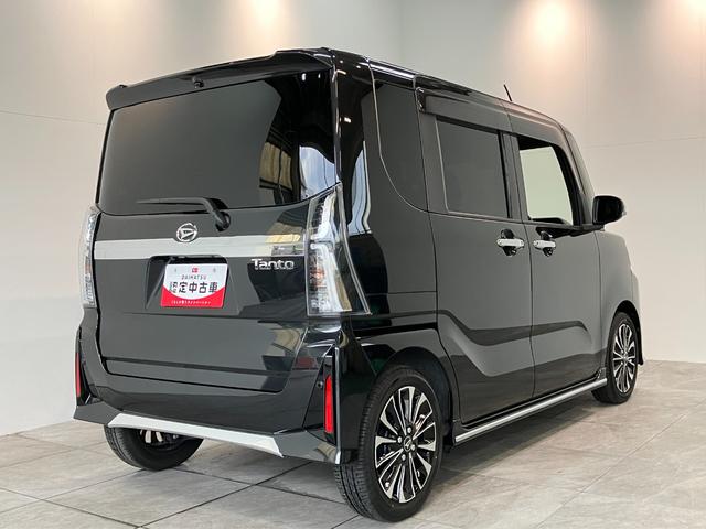 タントカスタムＲＳ　ターボ　両側電動スライドドア　車検整備付衝突被害軽減ブレーキ　コーナーセンサー　ターボ　バックカメラ（ナビ装着時用）　両側電動スライドドア　前席シートヒーター　電動パーキングブレーキ　ＬＥＤ　オートライト　オートエアコン　スマートキー（滋賀県）の中古車