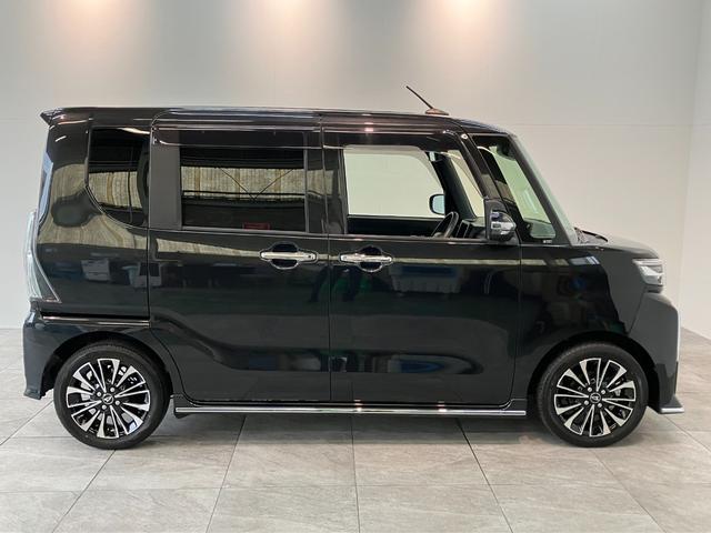 タントカスタムＲＳ　ターボ　両側電動スライドドア　車検整備付衝突被害軽減ブレーキ　コーナーセンサー　ターボ　バックカメラ（ナビ装着時用）　両側電動スライドドア　前席シートヒーター　電動パーキングブレーキ　ＬＥＤ　オートライト　オートエアコン　スマートキー（滋賀県）の中古車