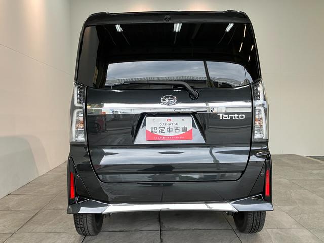 タントカスタムＲＳ　ターボ　両側電動スライドドア　車検整備付衝突被害軽減ブレーキ　コーナーセンサー　ターボ　バックカメラ（ナビ装着時用）　両側電動スライドドア　前席シートヒーター　電動パーキングブレーキ　ＬＥＤ　オートライト　オートエアコン　スマートキー（滋賀県）の中古車