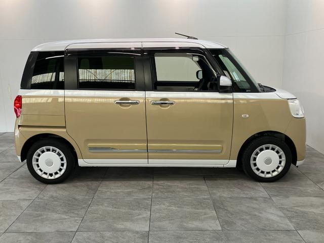 ムーヴキャンバスストライプスＧターボ　レーダークルーズコントロール衝突被害軽減ブレーキ　コーナーセンサー　バックカメラ（ナビ装着時用）　両側電動スライドドア　前席シートヒーター　電動パーキングブレーキ　ＬＥＤ　オートライト　オートエアコン　クルコン　エコアイドル（滋賀県）の中古車