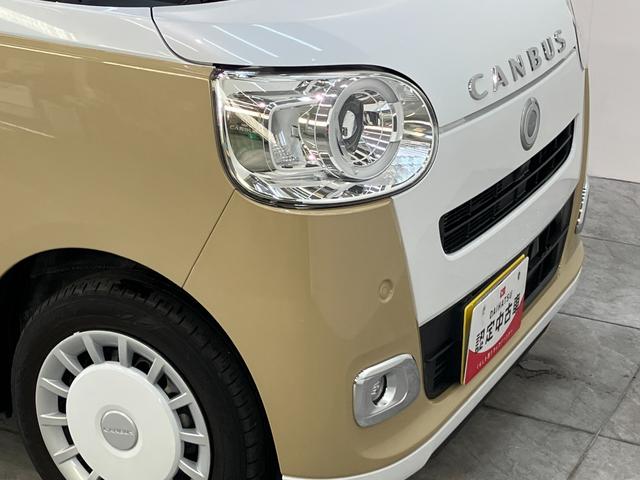 ムーヴキャンバスストライプスＧターボ　レーダークルーズコントロール衝突被害軽減ブレーキ　コーナーセンサー　バックカメラ（ナビ装着時用）　両側電動スライドドア　前席シートヒーター　電動パーキングブレーキ　ＬＥＤ　オートライト　オートエアコン　クルコン　エコアイドル（滋賀県）の中古車