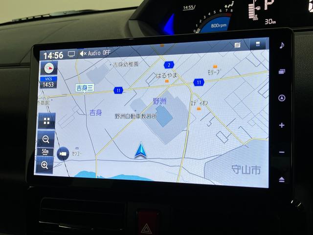 タントカスタムＲＳ　１０型ナビ　前後ドラレコ　届出済未使用車衝突被害軽減ブレーキ　コーナーセンサー　ターボ　１０型フルセグナビ　Ｂｌｕｅｔｏｏｔｈ　ＤＶＤ再生　ＵＳＢ　バックカメラ　前後ドラレコ　両側電動スライドドア　前席シートヒーター　ＬＥＤ　スマートキー（滋賀県）の中古車